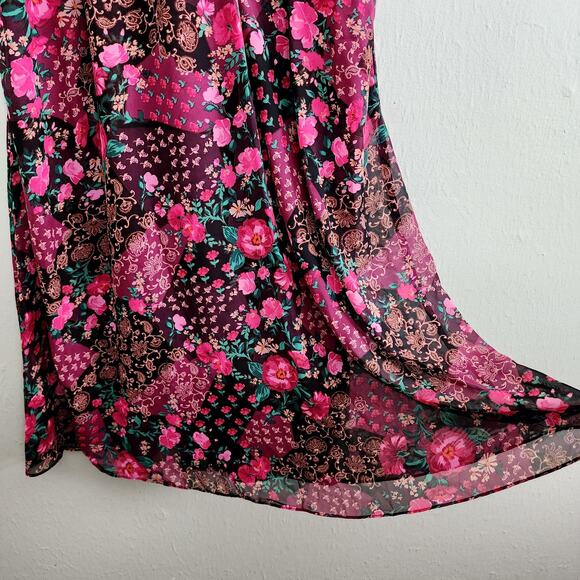 NEW Julia Jordan Ruffle Mockneck Floral Flutter Sleeve Floral Midi Dress - Picture 4 of 13